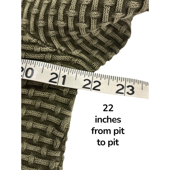 Carbon2Cobalt Olive Textured Knit Hoodie Cotton Pullover Men’s Medium - Picture 5 of 6